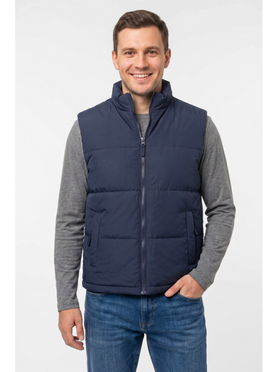 Жилетка мужская демисезонная двухсторонняя тёмно-синего цвета 72268 212463C