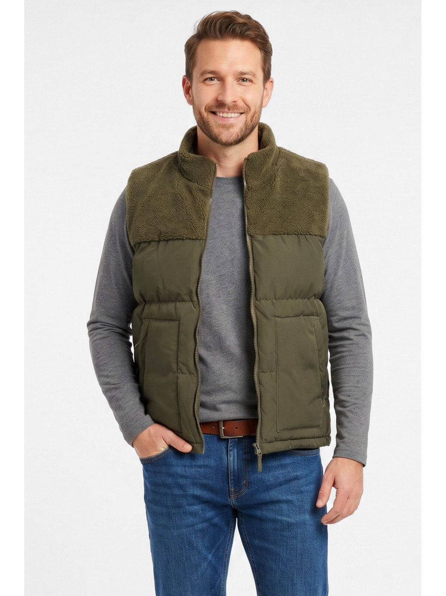 Жилетка мужская демисезонная двухсторонняя цвета хаки 72268 212464C