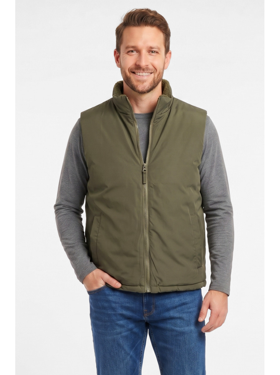 Жилетка мужская демисезонная двухсторонняя цвета хаки 72268 212464C