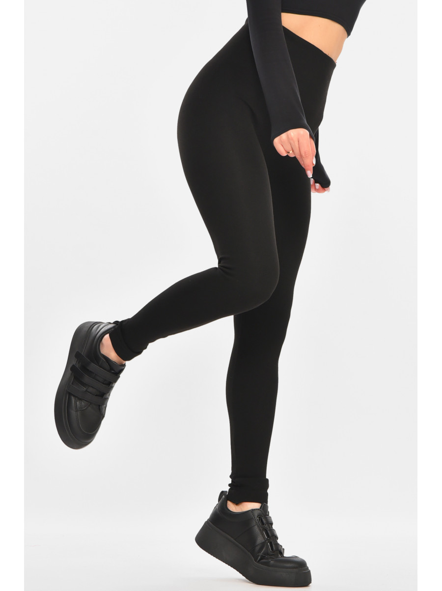 Лосини жіночі однотонні на флісі чорного кольору B926++ 212465C