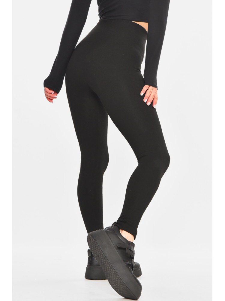 Лосини жіночі однотонні на флісі чорного кольору B926++ 212465C