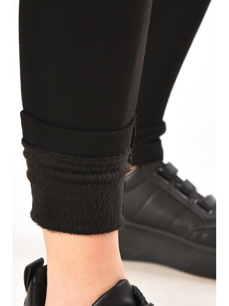 Лосини жіночі однотонні на флісі чорного кольору B926++ 212465C