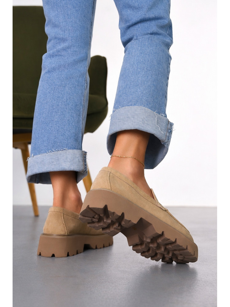 Лоферы женские бежевого цвета натуральная замша 59-4 212466C