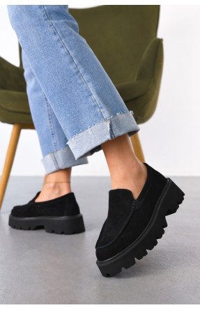 Лоферы женские черного цвета натуральная замша 59-1 212467C