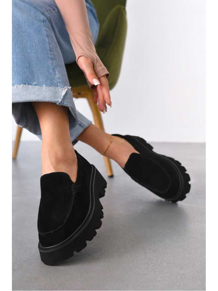 Лоферы женские черного цвета натуральная замша 59-1 212467C