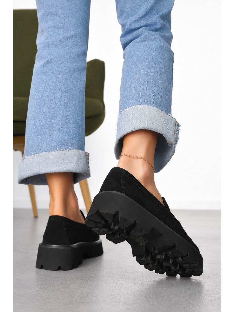 Лоферы женские черного цвета натуральная замша 59-1 212467C