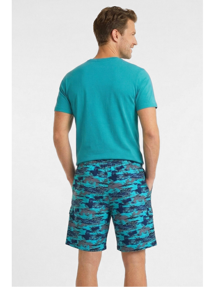 Шорты мужские батальные бирюзового цвета с принтом 6808 212468C