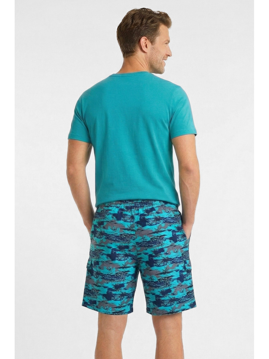 Шорты мужские батальные бирюзового цвета с принтом 6808 212468C