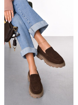 Лофери жіночі шоколадного кольору натуральна замша 59-3 212469C Лофери жіночі шоколадного кольору натуральна замша 59-3 212469C