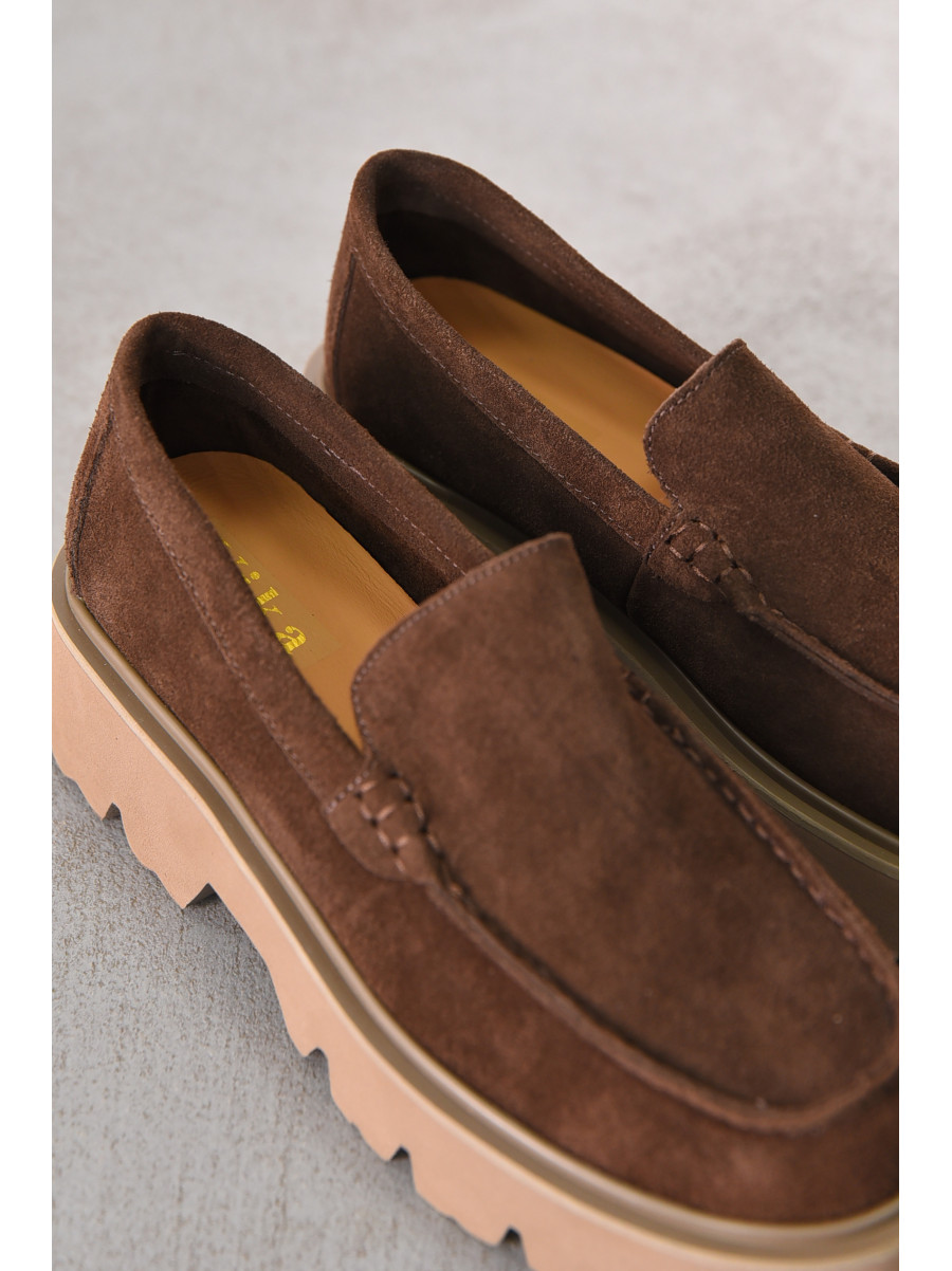 Лоферы женские шоколадного цвета натуральная замша 59-3 212469C