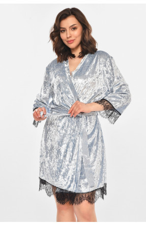 Халат женский велюровый серого цвета М14 212470C Халат женский велюровый серого цвета М14 212470C