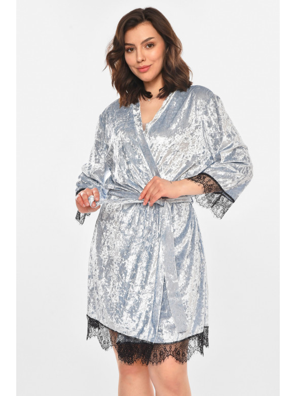 Халат женский велюровый серого цвета М14 212470C