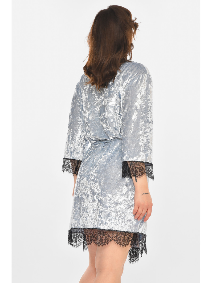 Халат женский велюровый серого цвета М14 212470C