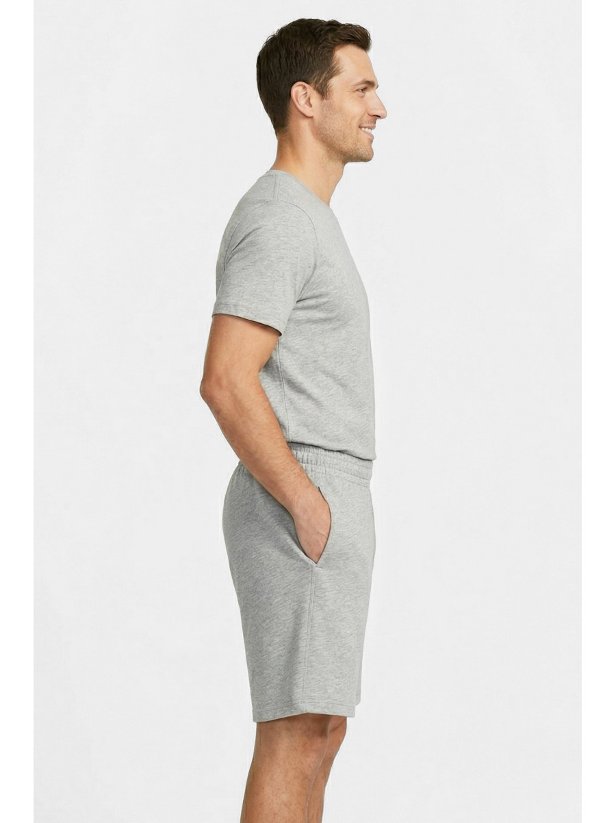 Шорты мужские однотонные серого цвета с принтом 212478C