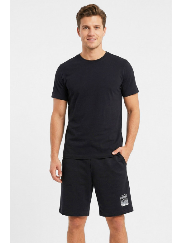 Шорты мужские однотонные черного цвета с принтом 212479C