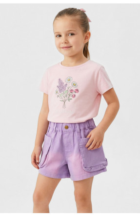 Шорты детские джинсовые для девочки сиреневого цвета 8902 212485C
