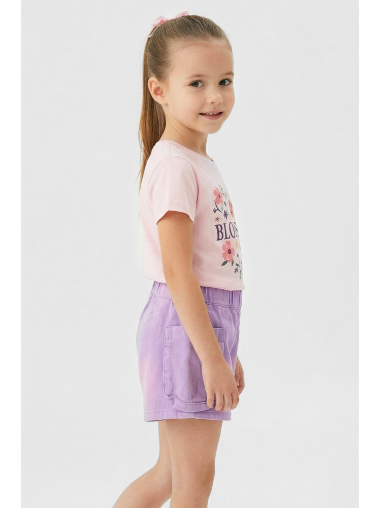 Шорты детские джинсовые для девочки сиреневого цвета 8902 212485C