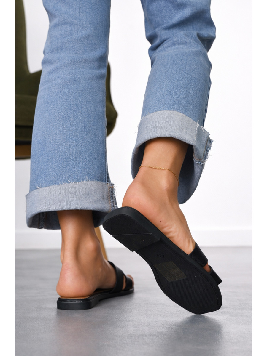 Шлепанцы женские черного цвета Q130-1 212486C