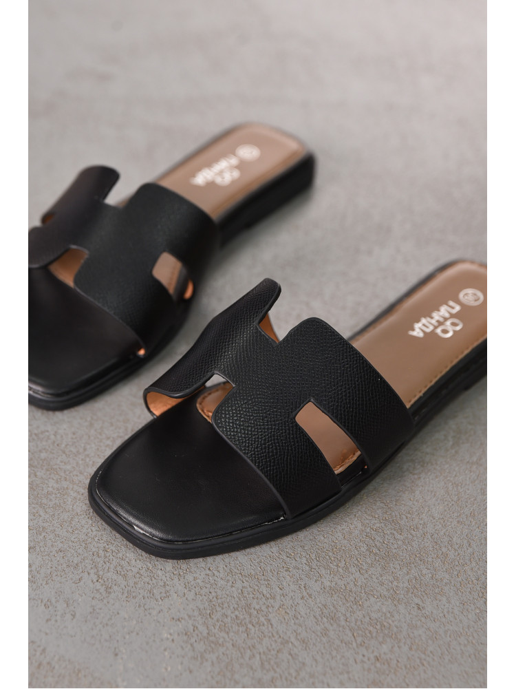 Шлепанцы женские черного цвета Q130-1 212486C