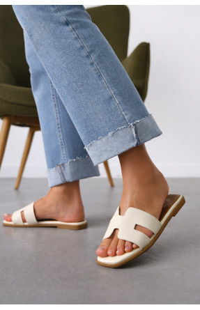 Шлепанцы женские бежевого цвета Q130-1 212487C