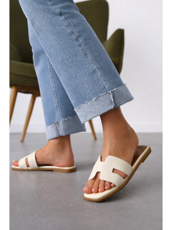 Шлепанцы женские бежевого цвета Q130-1 212487C