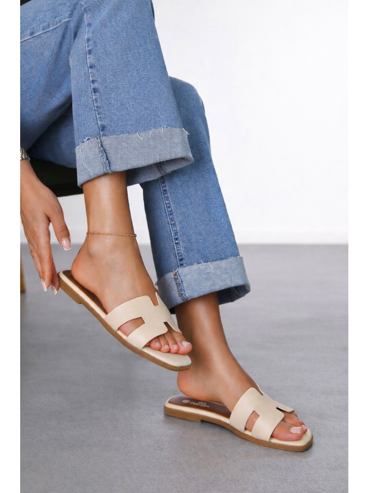 Шлепанцы женские бежевого цвета Q130-1 212487C