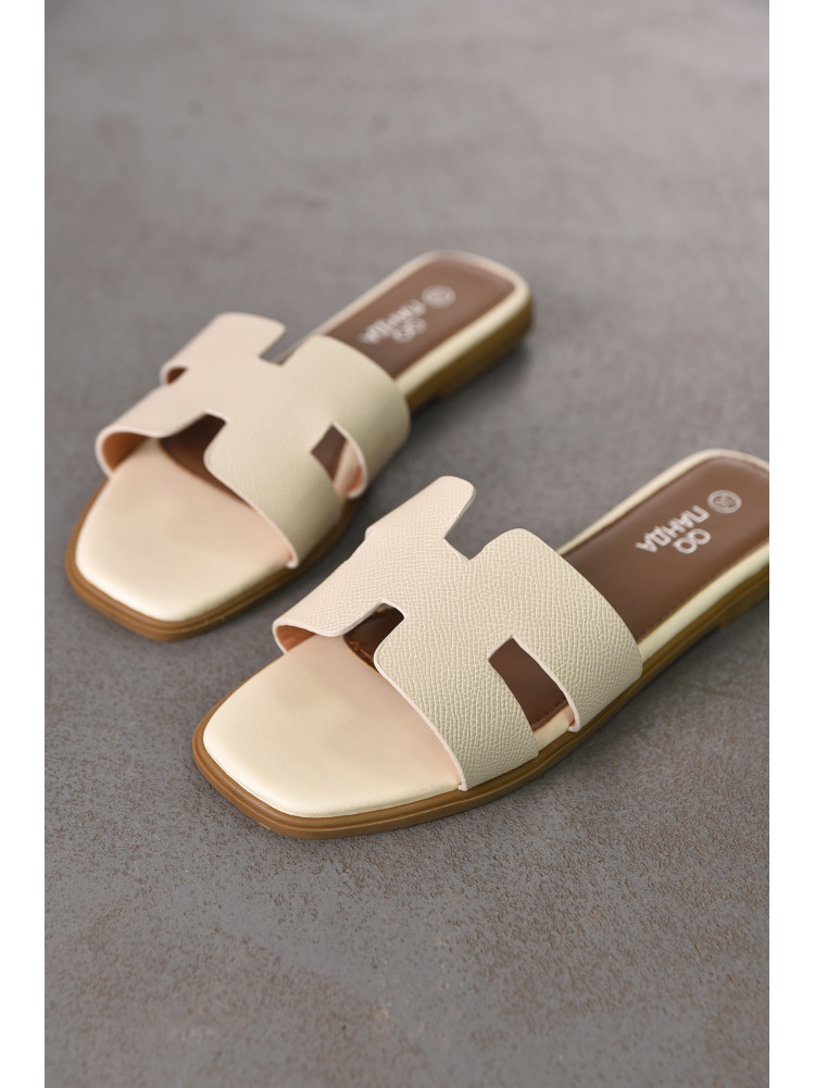 Шлепанцы женские бежевого цвета Q130-1 212487C