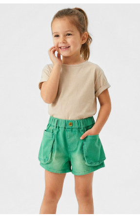 Шорты детские джинсовые для девочки зеленого цвета 8902 212489C