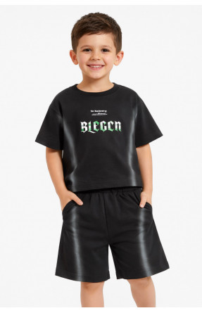 Костюм детский для мальчика черного цвета с принтом DX-77208 212494C