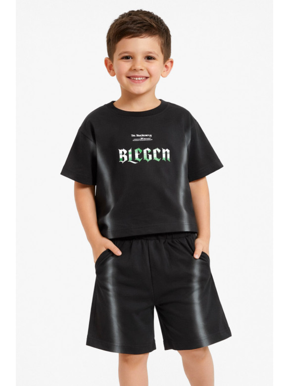 Костюм детский для мальчика черного цвета с принтом DX-77208 212494C