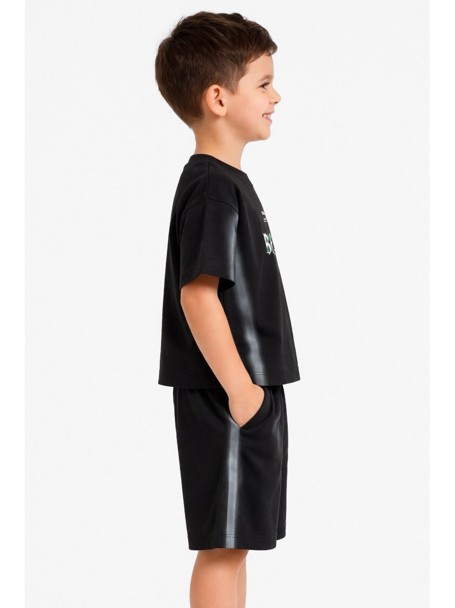 Костюм детский для мальчика черного цвета с принтом DX-77208 212494C