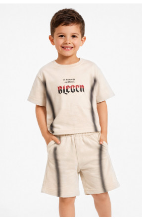 Костюм детский для мальчика бежевого цвета с принтом DX-77208 212495C