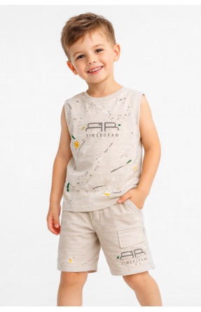 Костюм детский для мальчика светло-бежевого цвета с принтом 11511 212496C