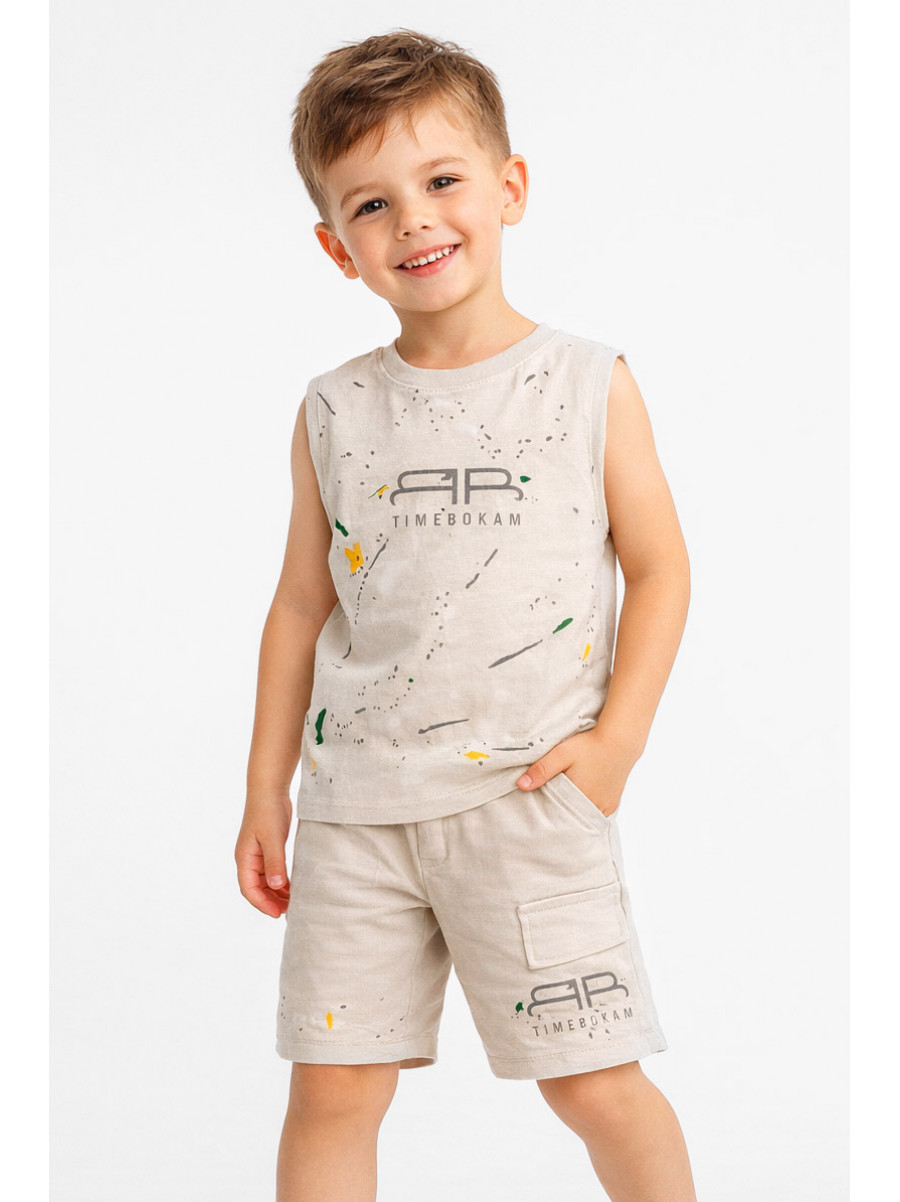 Костюм детский для мальчика светло-бежевого цвета с принтом 11511 212496C