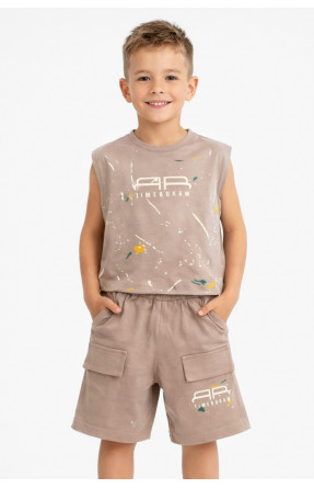 Костюм детский для мальчика бежевого цвета с принтом 11511 212497C