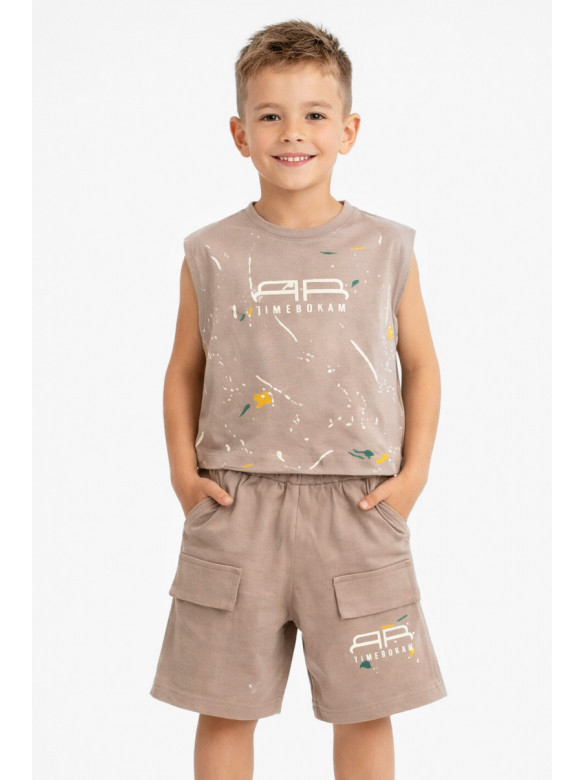 Костюм детский для мальчика бежевого цвета с принтом 11511 212497C