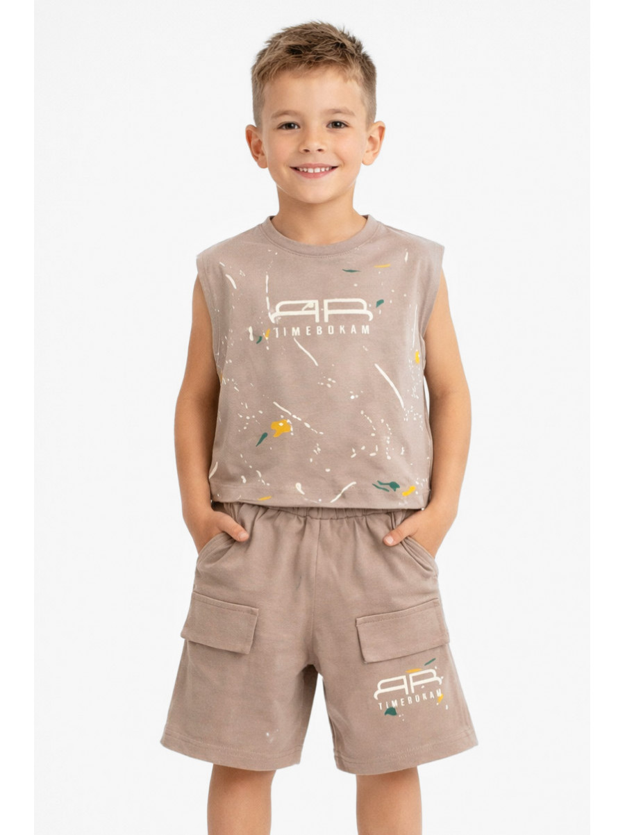 Костюм детский для мальчика бежевого цвета с принтом 11511 212497C
