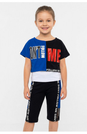 Костюм детский тройка для девочки черного цвета с принтом 6502 212499C