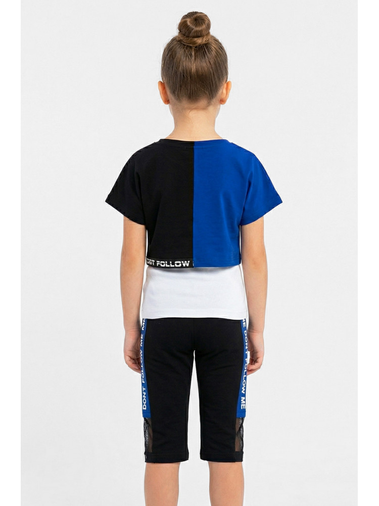 Костюм детский тройка для девочки черного цвета с принтом 6502 212499C