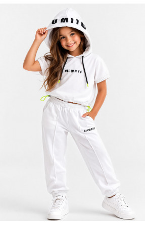 Костюм підлітковий для дівчинки білого кольору з принтом 212512C Костюм підлітковий для дівчинки білого кольору з принтом 212512C