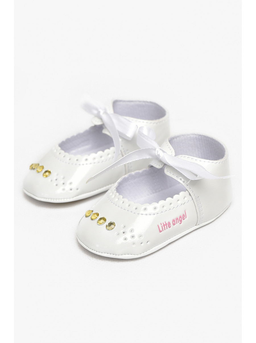 Пинетки детские для девочки белого цвета F-3 212514C