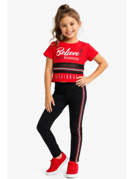 Костюм подростковый для девочки красного цвета с принтом 6018 212521C