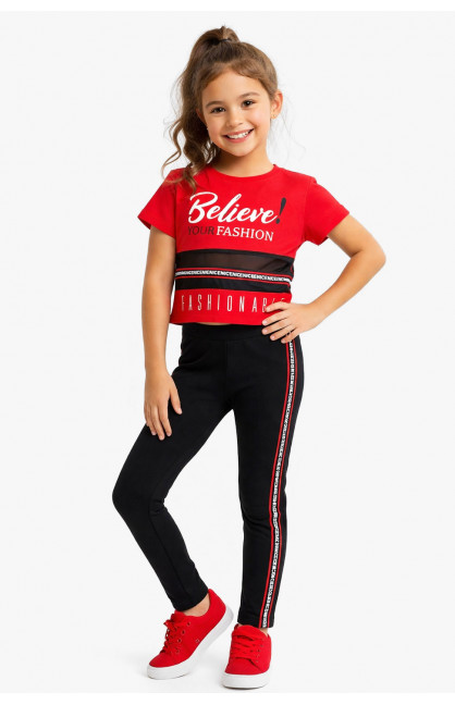 Костюм подростковый для девочки красного цвета с принтом 6018 212521C Костюм подростковый для девочки красного цвета с принтом 6018 212521C