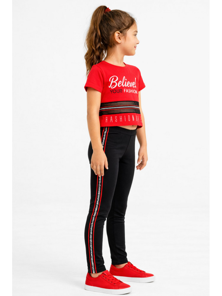 Костюм підлітковий для дівчинки червоного кольору з принтом. 6018 212521C