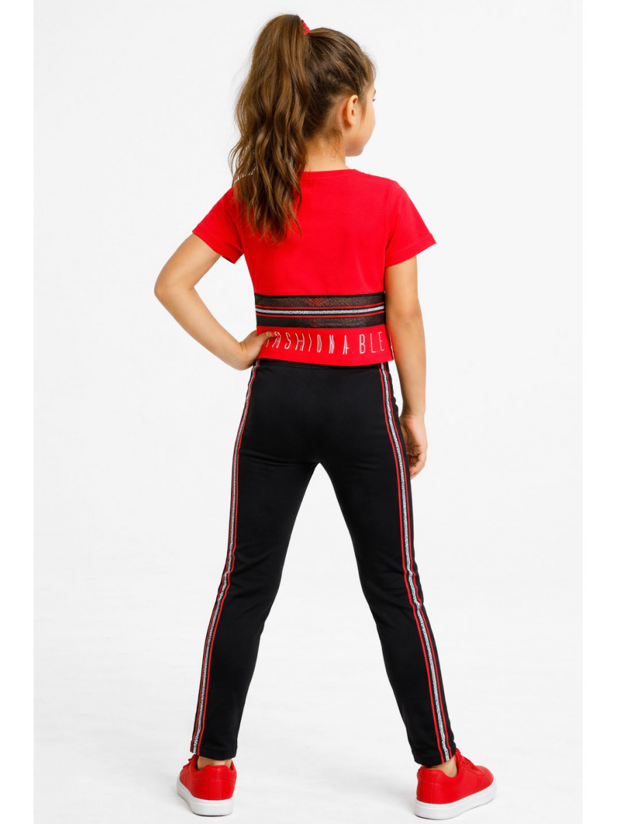 Костюм підлітковий для дівчинки червоного кольору з принтом. 6018 212521C