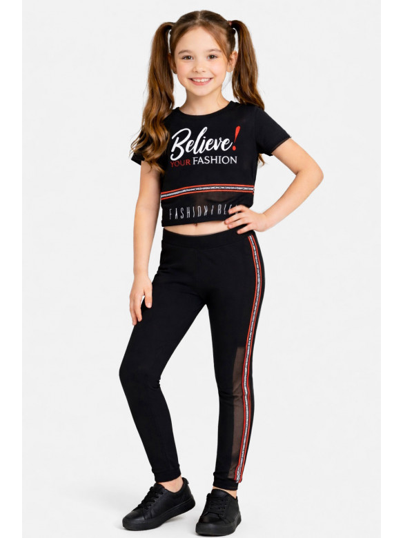 Костюм підлітковий для дівчинки чорного кольору з принтом 618 212524C