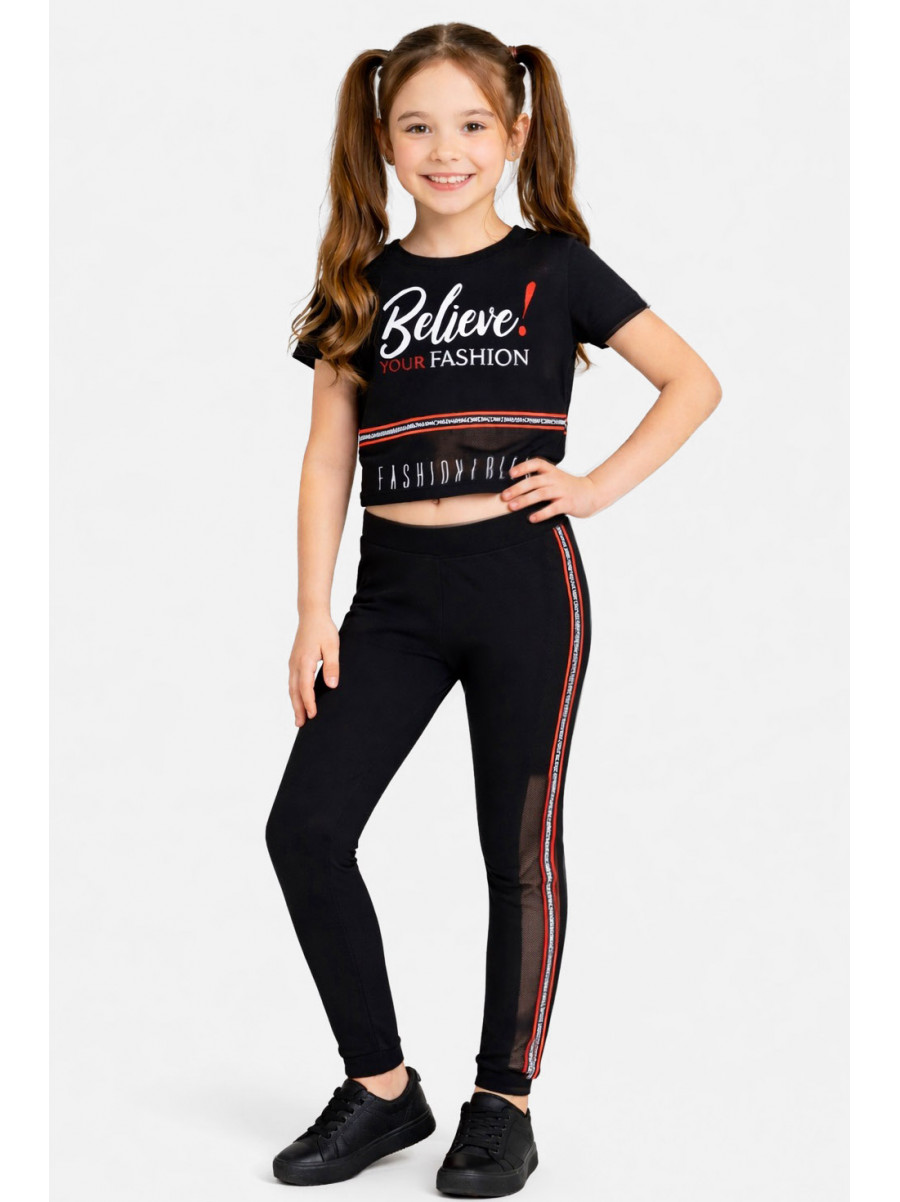 Костюм підлітковий для дівчинки чорного кольору з принтом 618 212524C