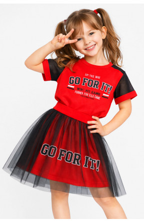 Костюм підлітковий для дівчинки червоного кольору з принтом 6030 212526C Костюм підлітковий для дівчинки червоного кольору з принтом 6030 212526C