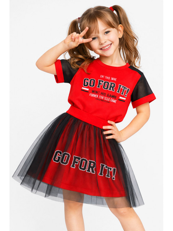 Костюм підлітковий для дівчинки червоного кольору з принтом 6030 212526C