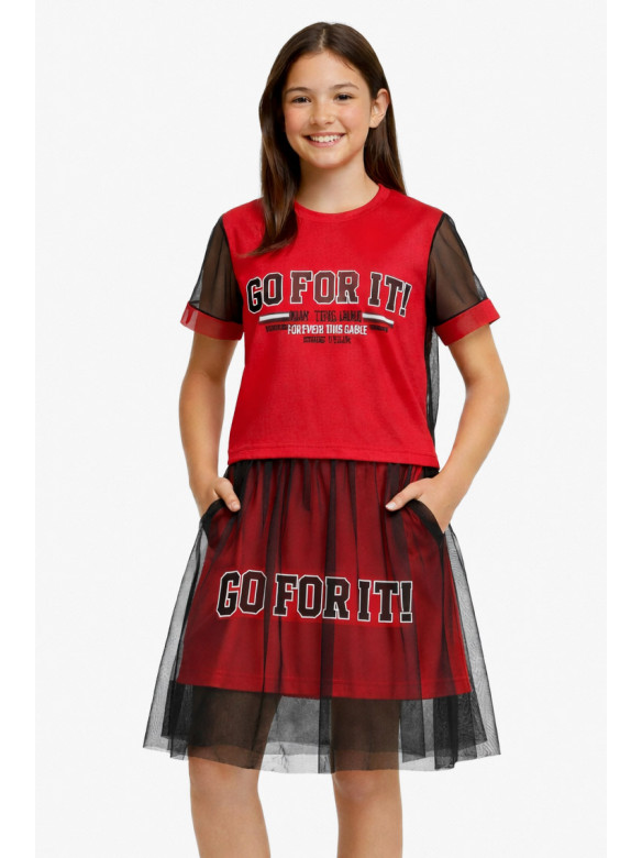 Костюм підлітковий для дівчинки червоного кольору з принтом 6030 212529C